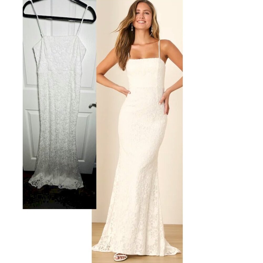 Lulus My Kind of Forever White Mesh Floral Embroidered Maxi Dress Size XS NWOT